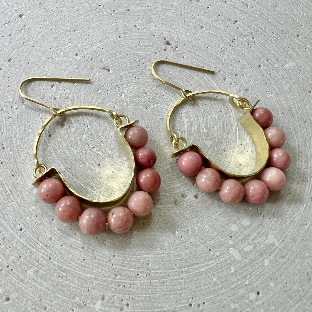 Rhodochrosit Hoop Ohrringe - Schmuck - Gudbling