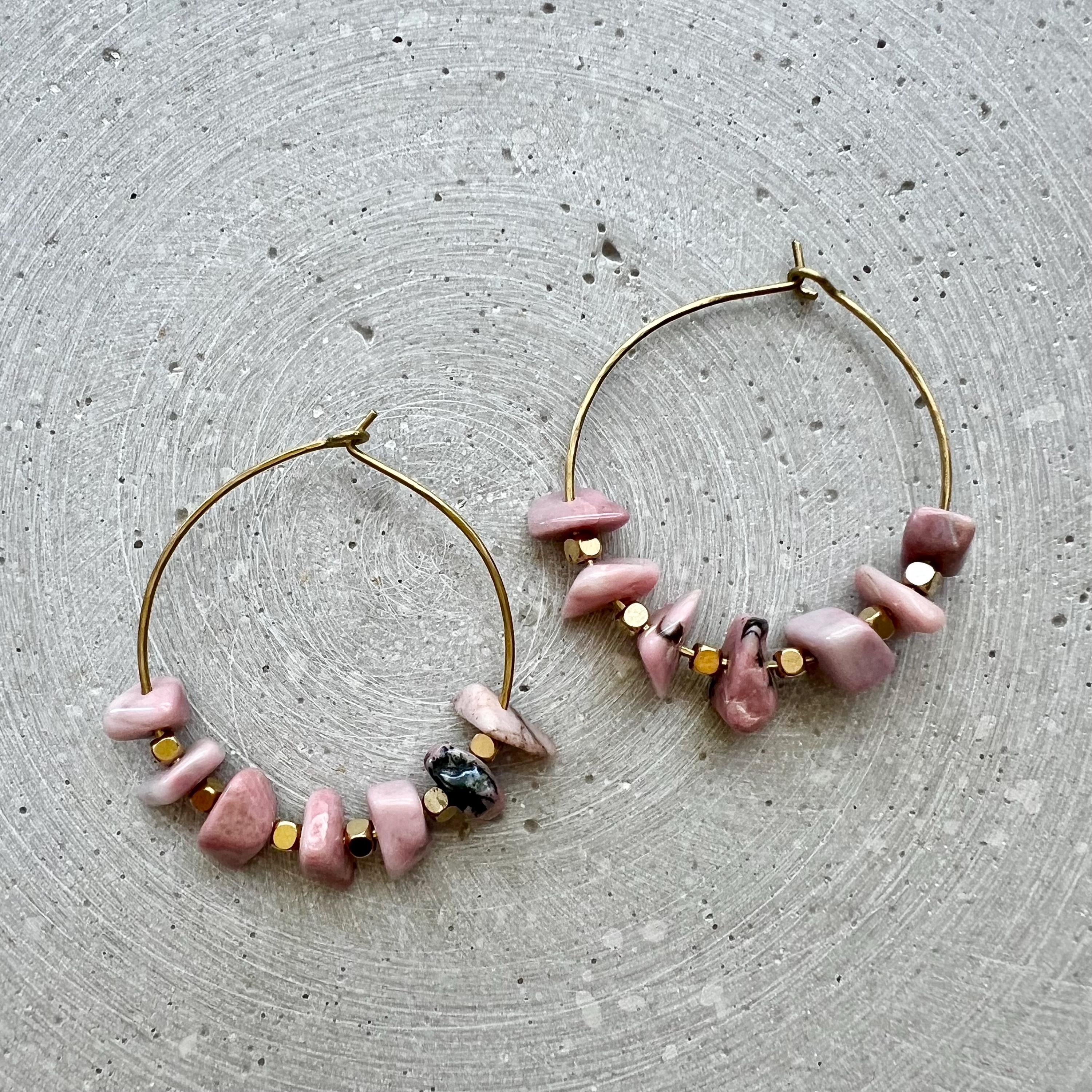 Rhodochrosit Nuggets Kreolen - Schmuck - Gudbling