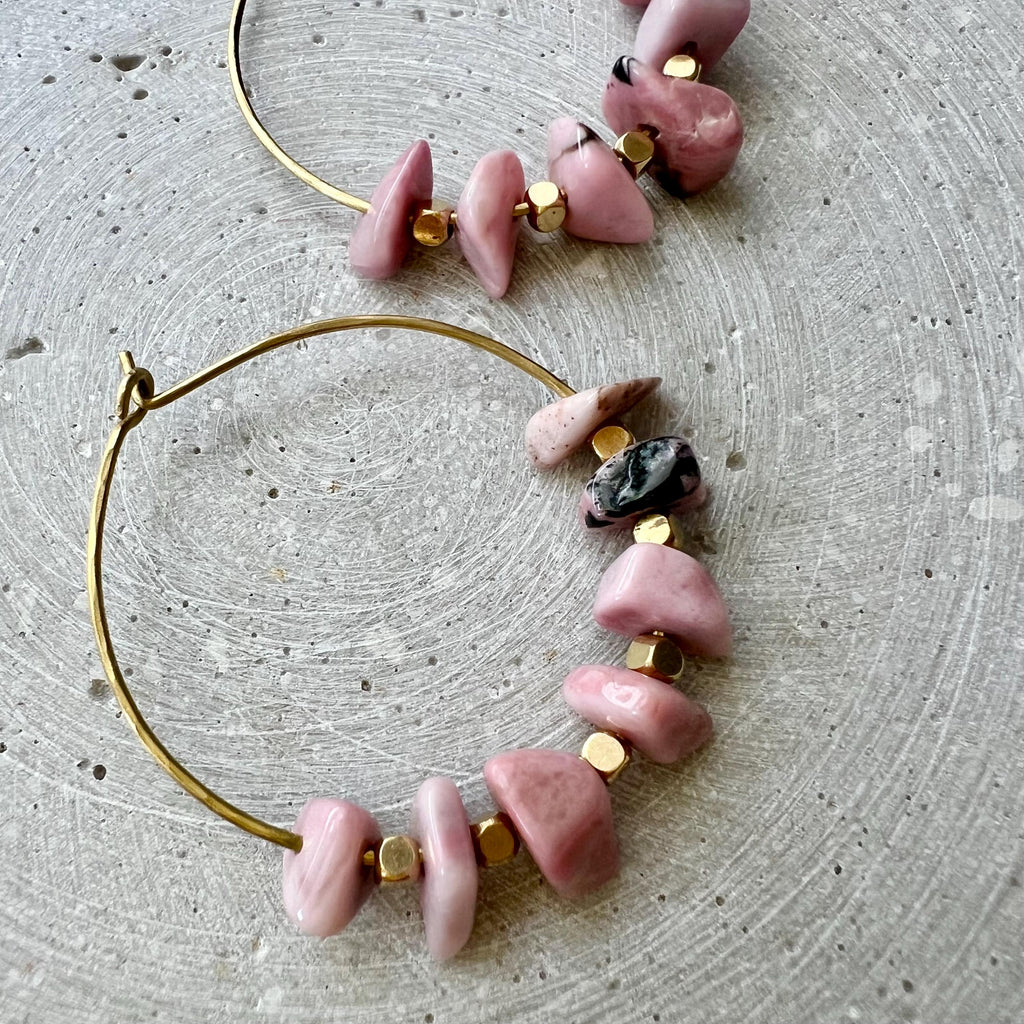 Rhodochrosit Nuggets Kreolen - Schmuck - Gudbling