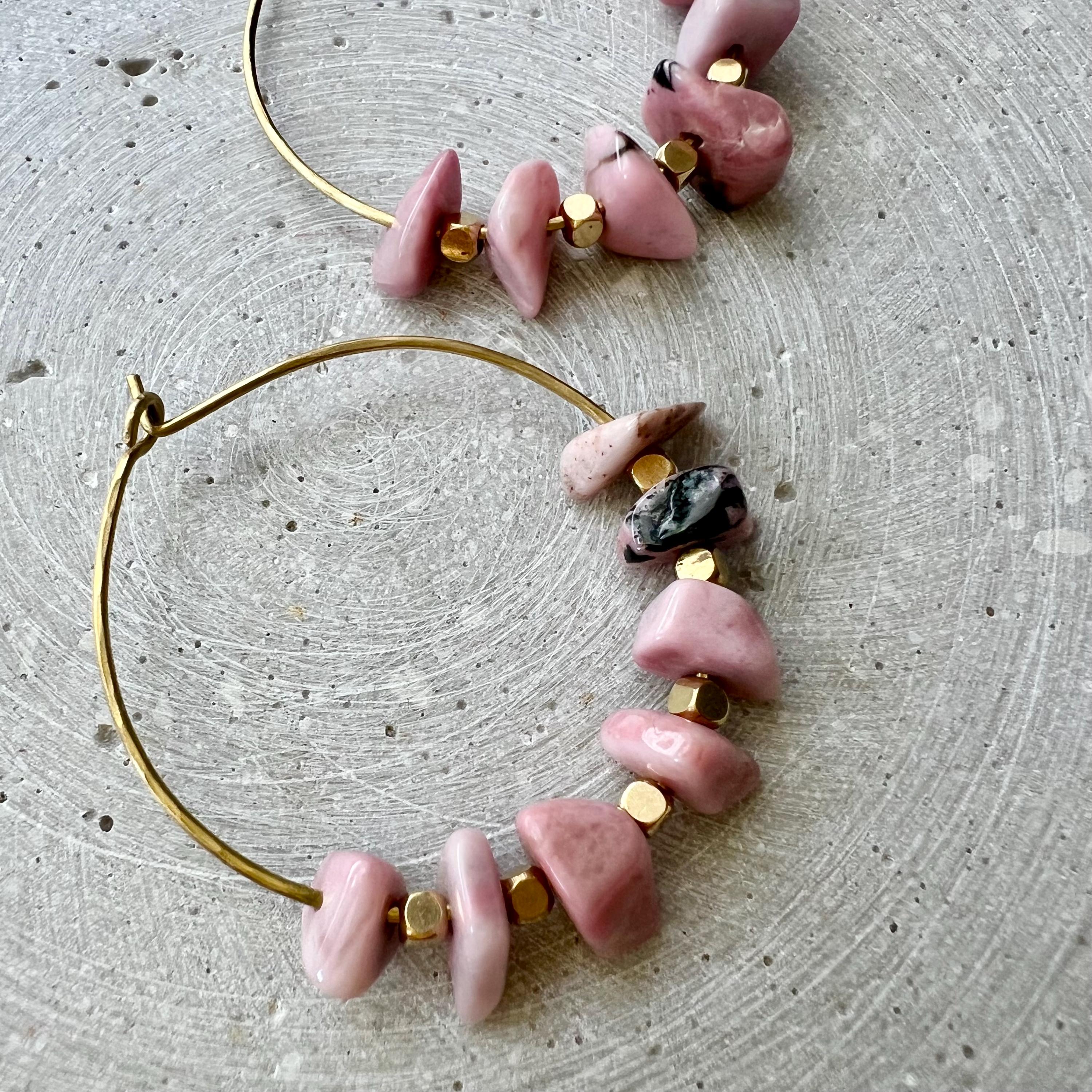 Rhodochrosit Nuggets Kreolen - Schmuck - Gudbling