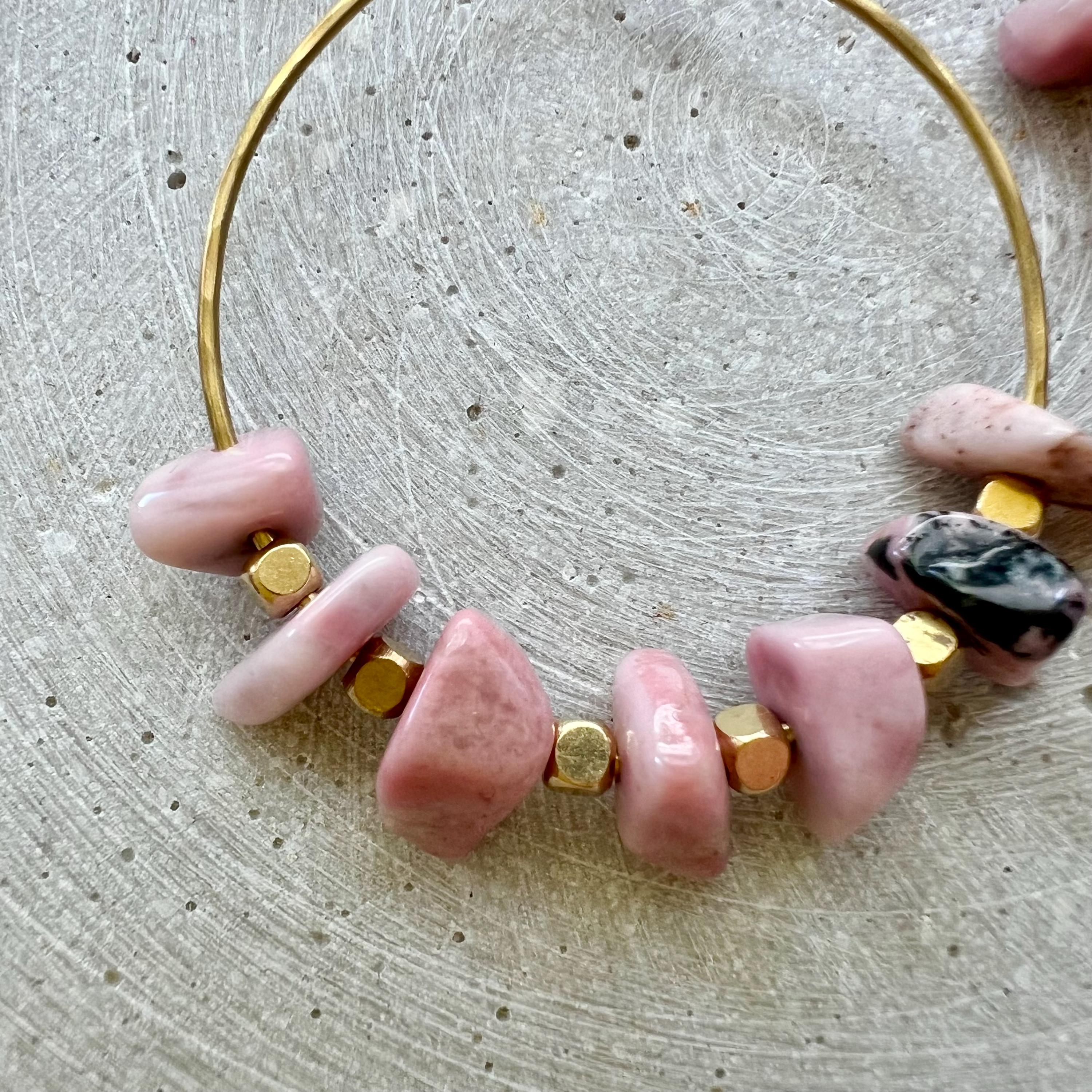 Rhodochrosit Nuggets Kreolen - Schmuck - Gudbling