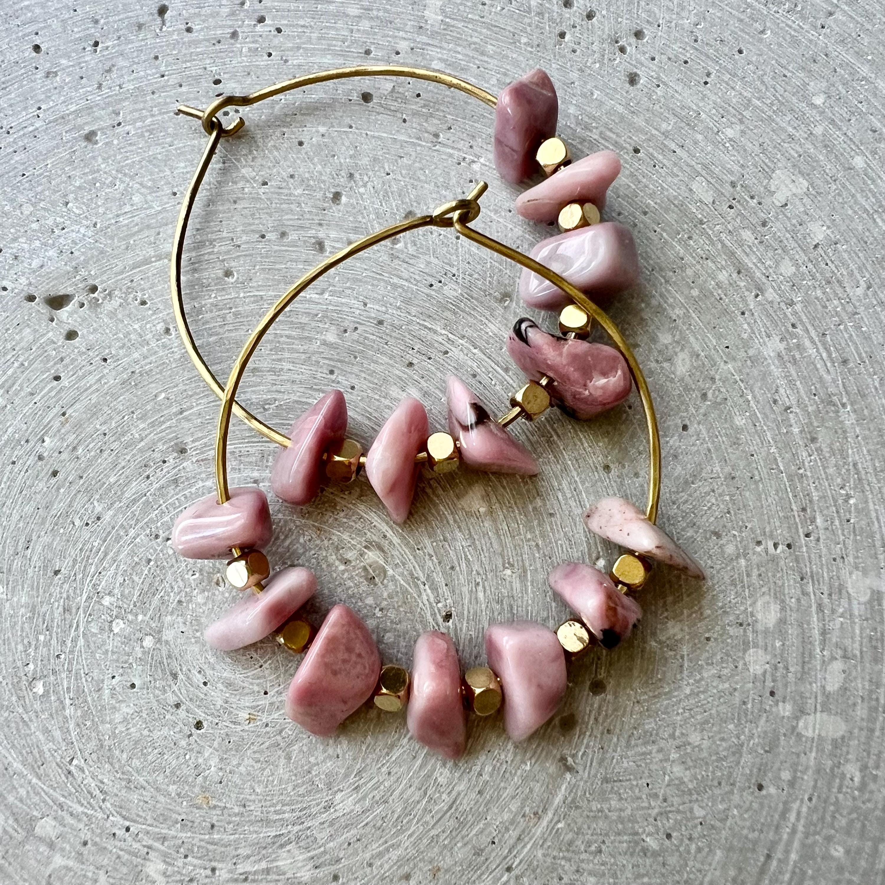 Rhodochrosit Nuggets Kreolen - Schmuck - Gudbling