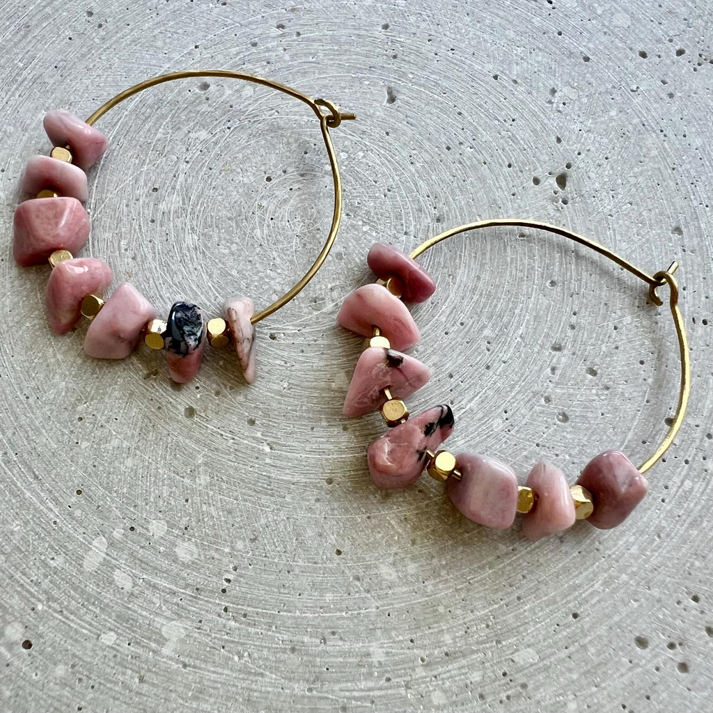 Rhodochrosit Nuggets Kreolen - Schmuck - Gudbling