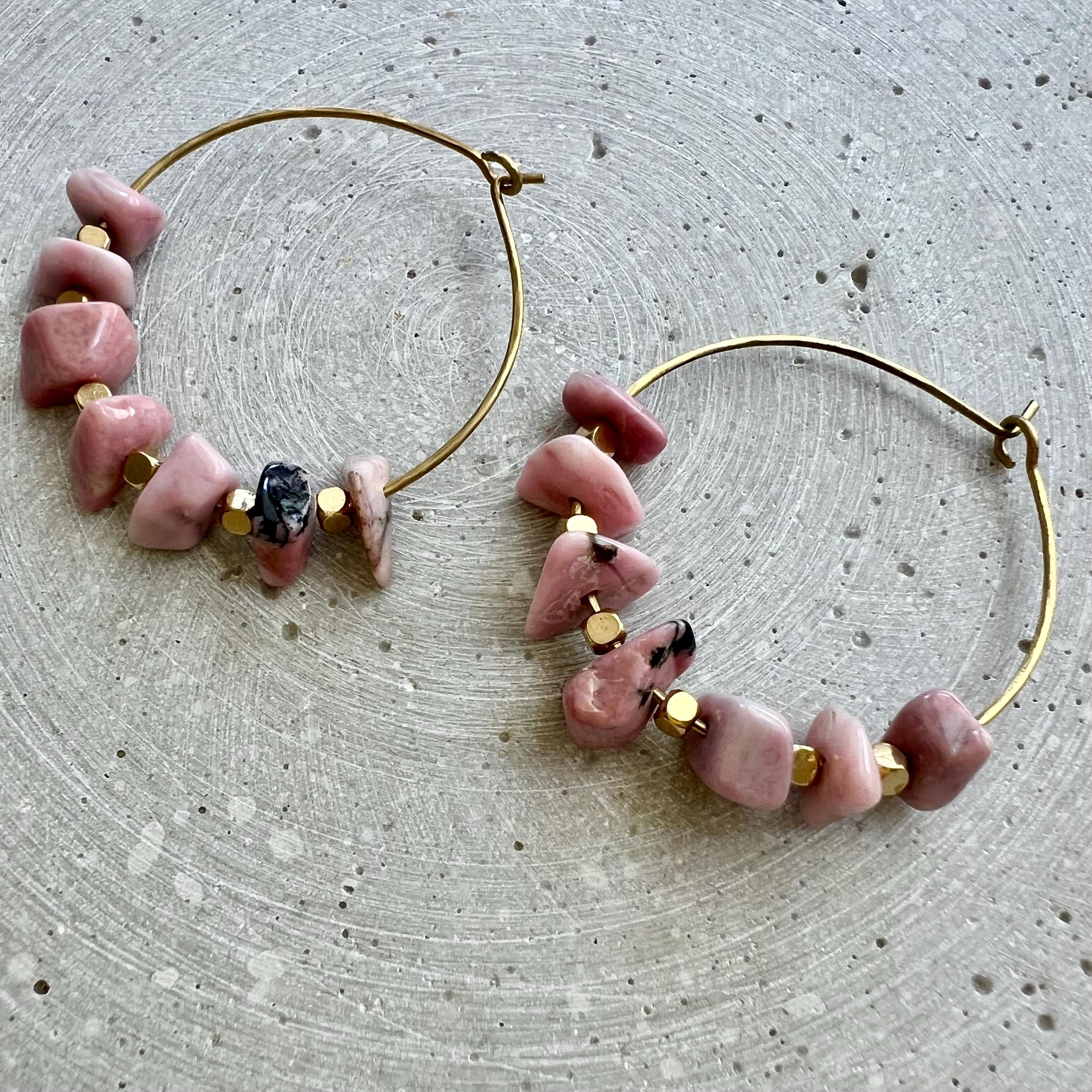 Rhodochrosit Nuggets Kreolen - Schmuck - Gudbling