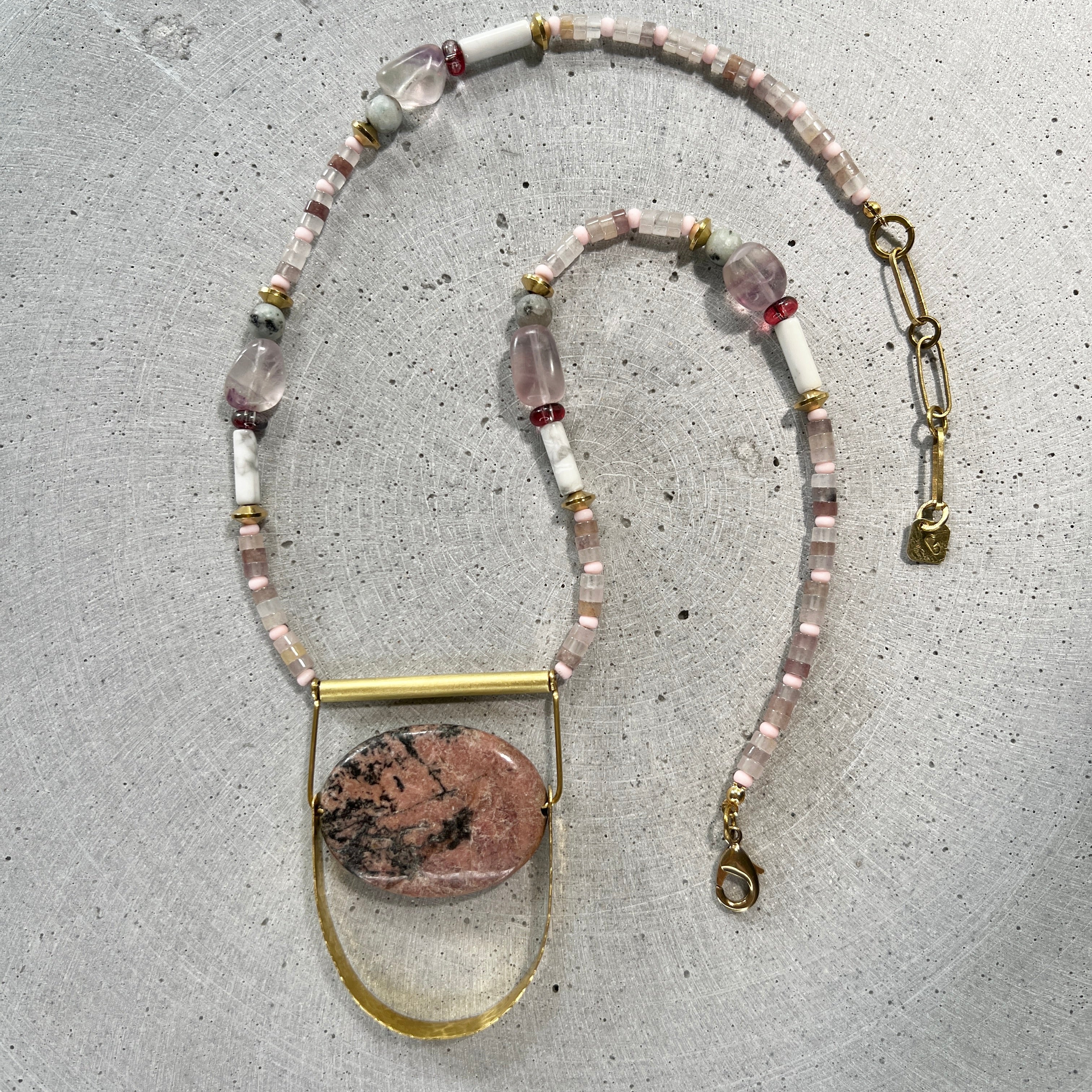 Rhodochrosit Stein Statement Kette - Halskette - Gudbling