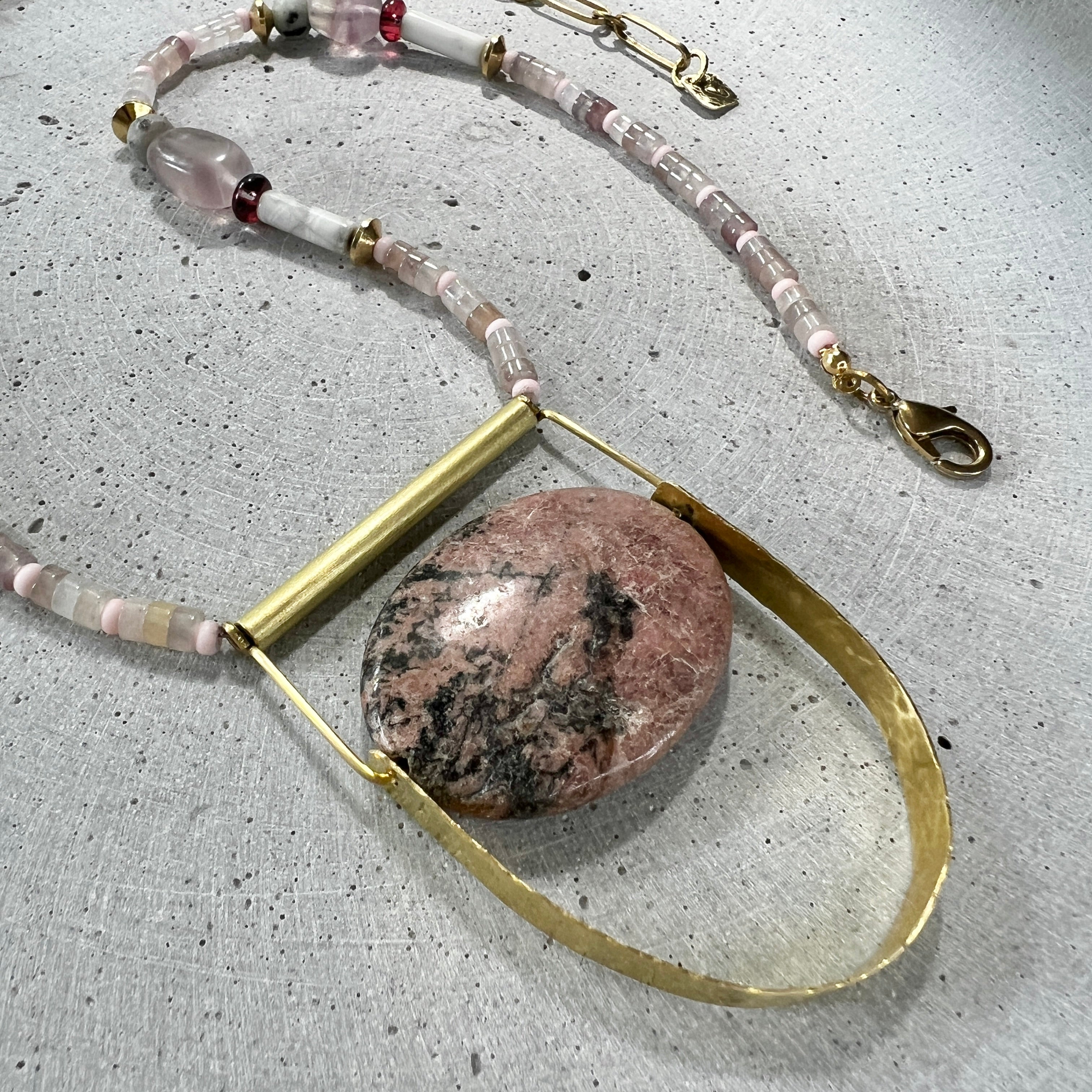 Rhodochrosit Stein Statement Kette - Halskette - Gudbling