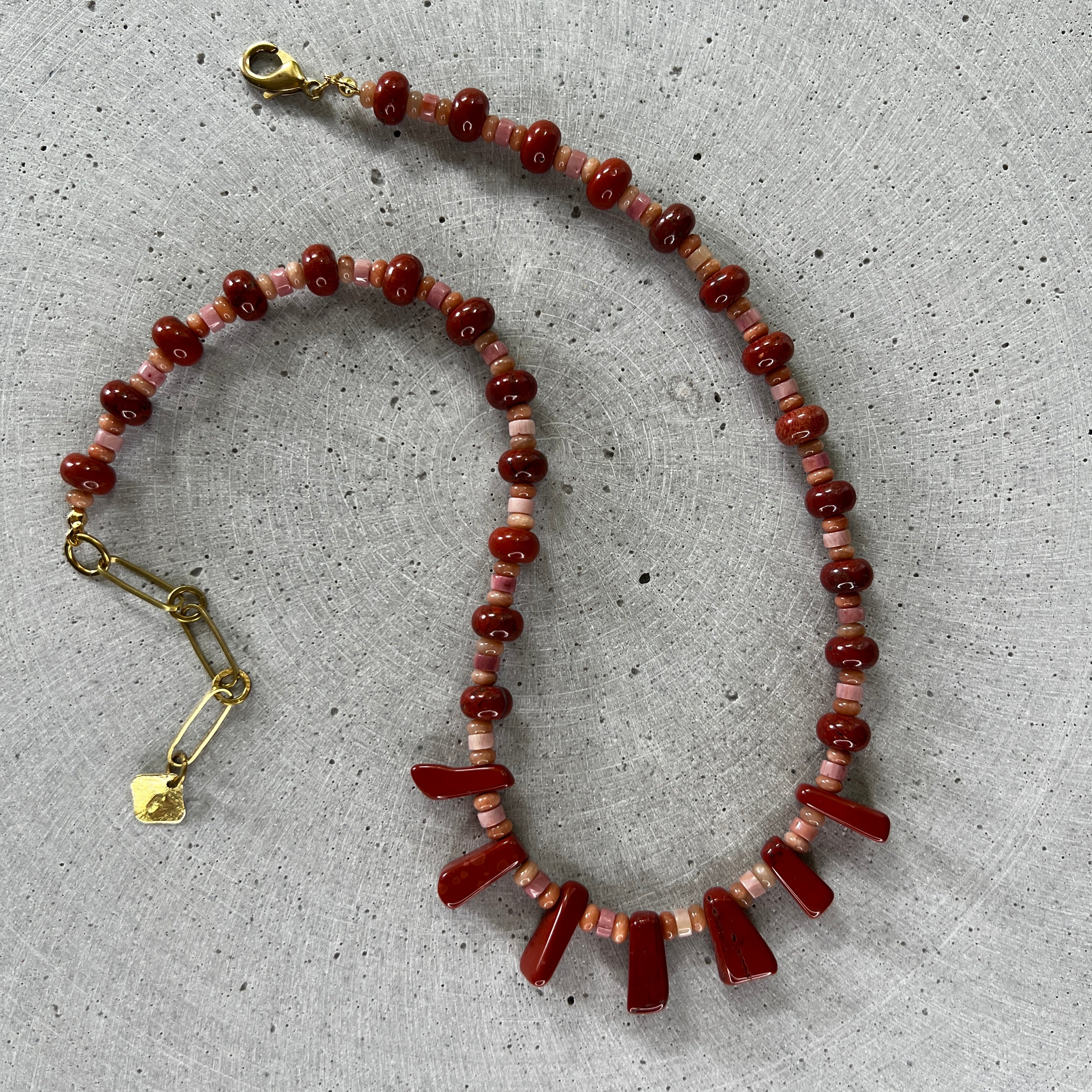 Roter Jaspis Collier - Halskette - Gudbling