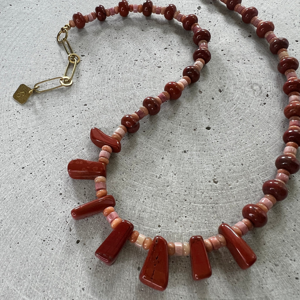 Roter Jaspis Collier - Halskette - Gudbling