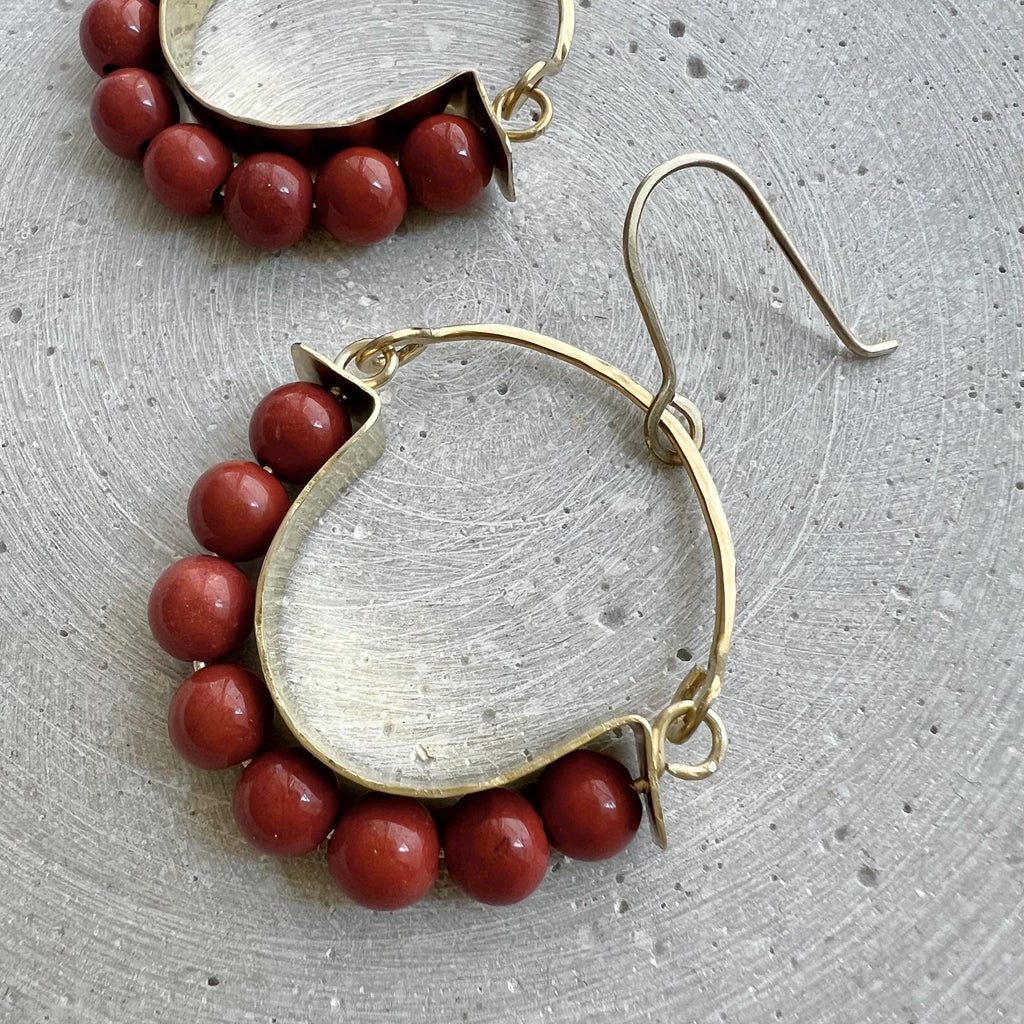 Roter Jaspis Hoop Ohrring - Ohrring - Gudbling