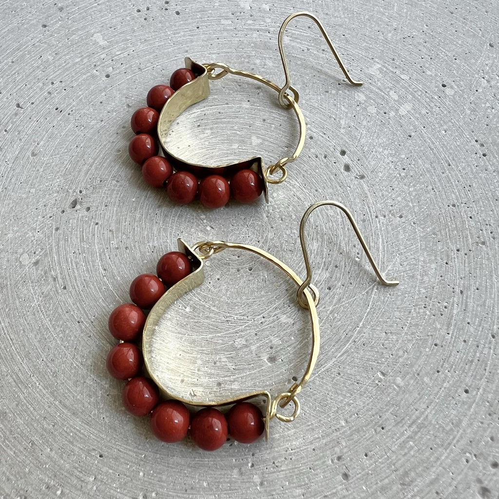 Roter Jaspis Hoop Ohrring - Ohrring - Gudbling