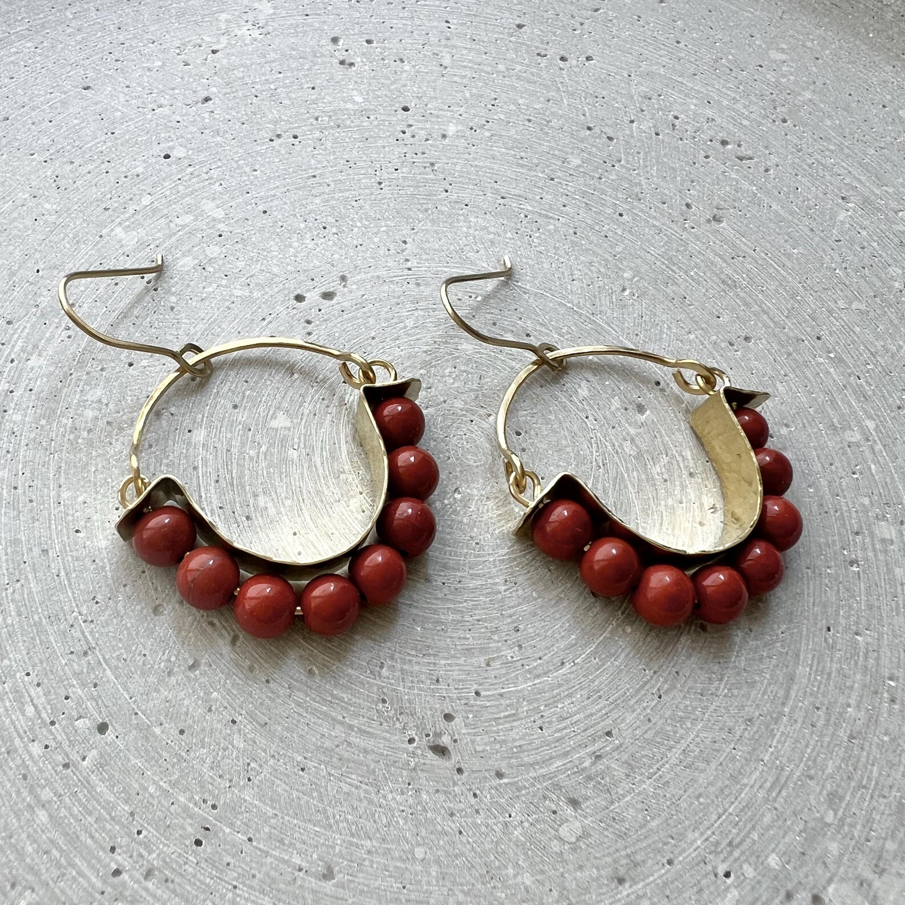 Roter Jaspis Hoop Ohrring - Ohrring - Gudbling