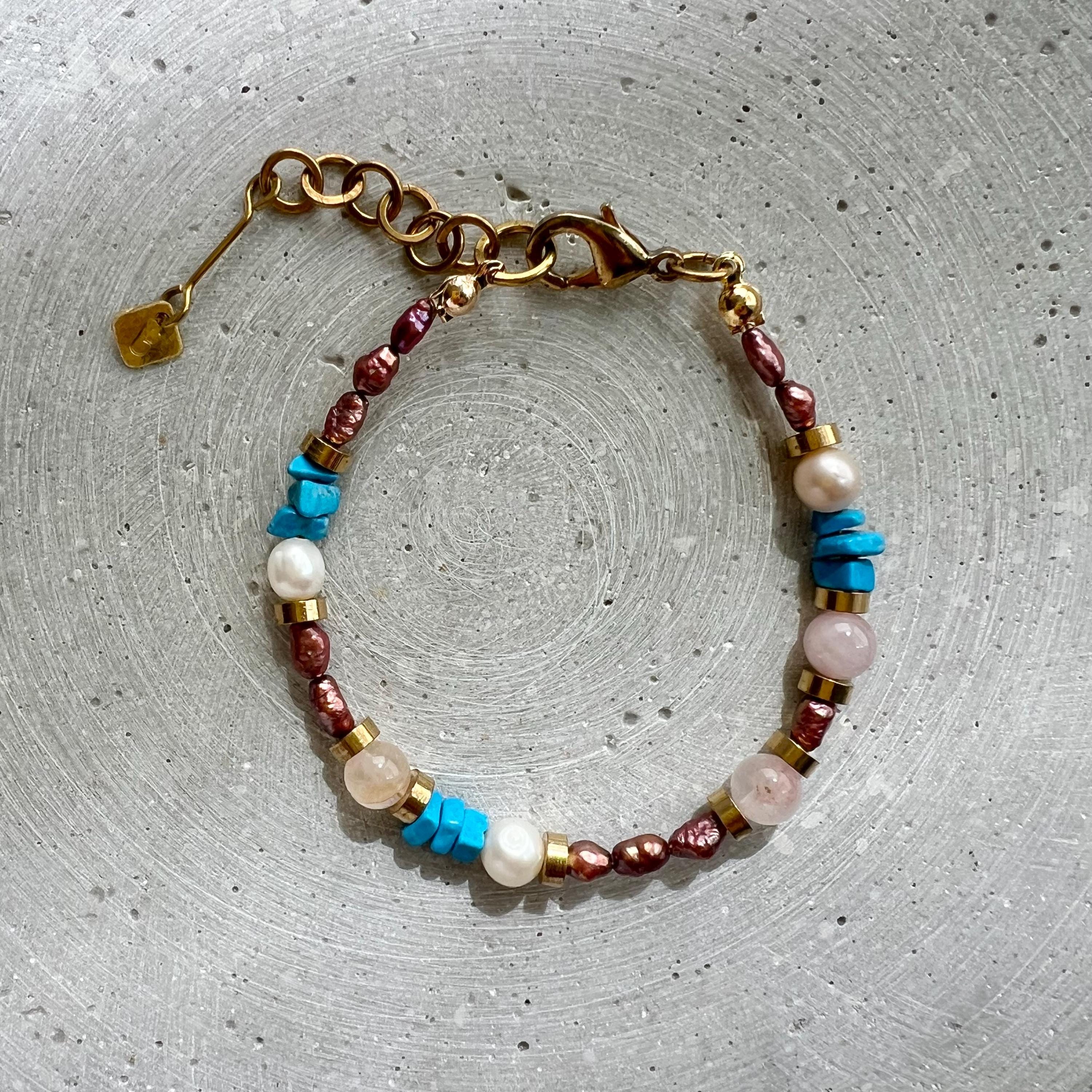Süßwasserperlen Armband mit Rosenquarz - Schmuck - Gudbling