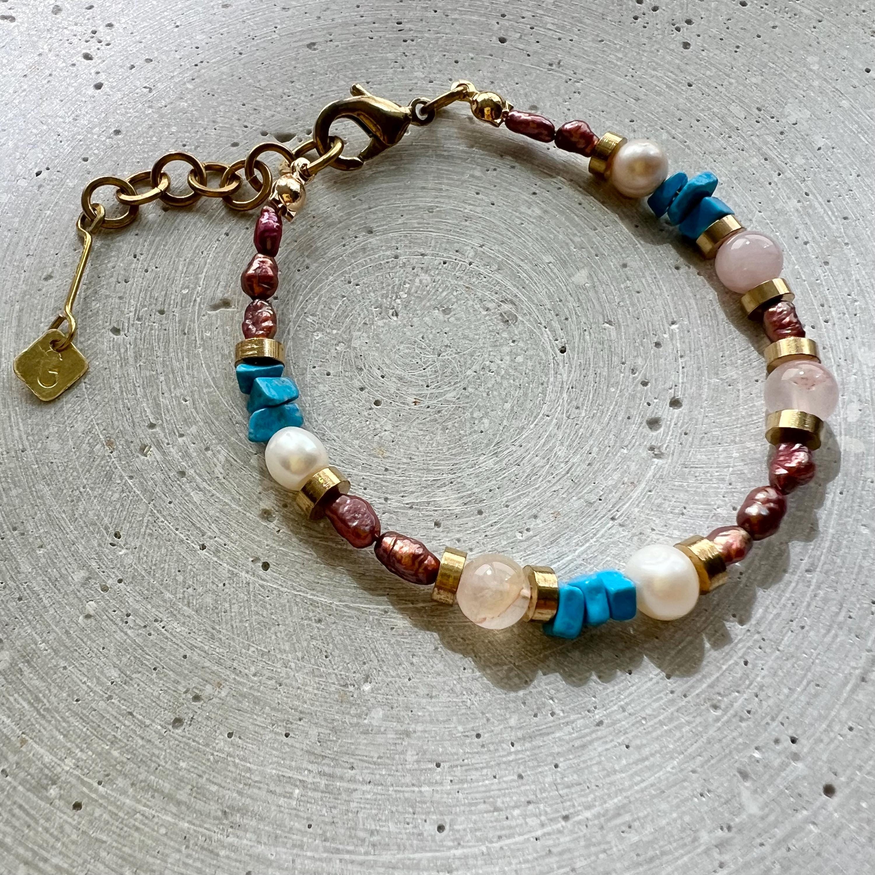 Süßwasserperlen Armband mit Rosenquarz - Schmuck - Gudbling