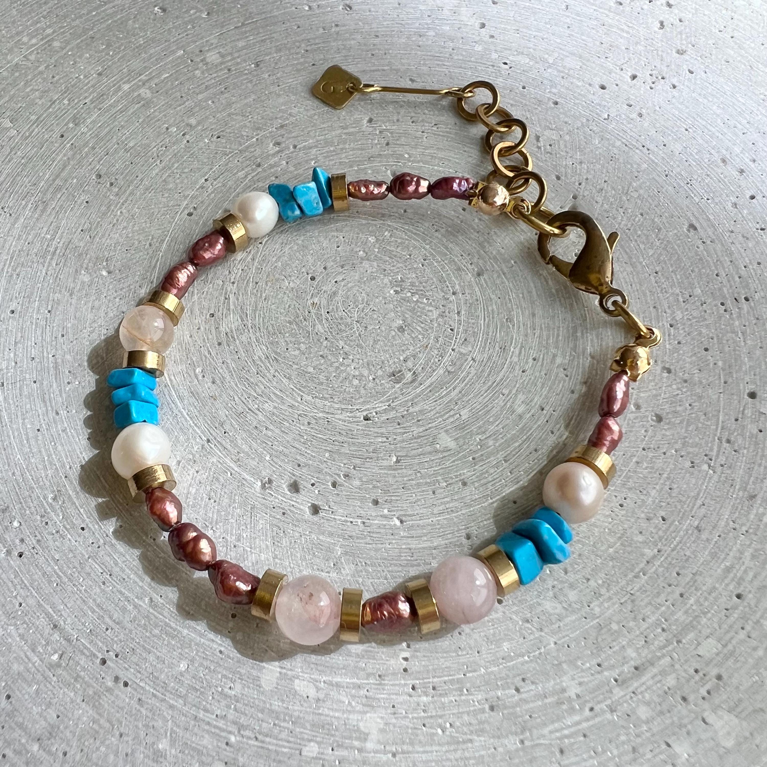 Süßwasserperlen Armband mit Rosenquarz - Schmuck - Gudbling