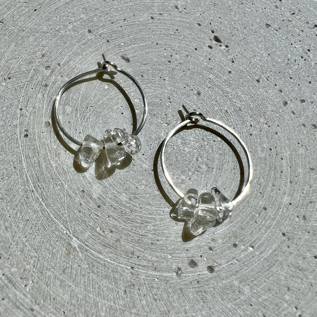 Silber Creolen mit Bergkristall - Ohrring - Gudbling