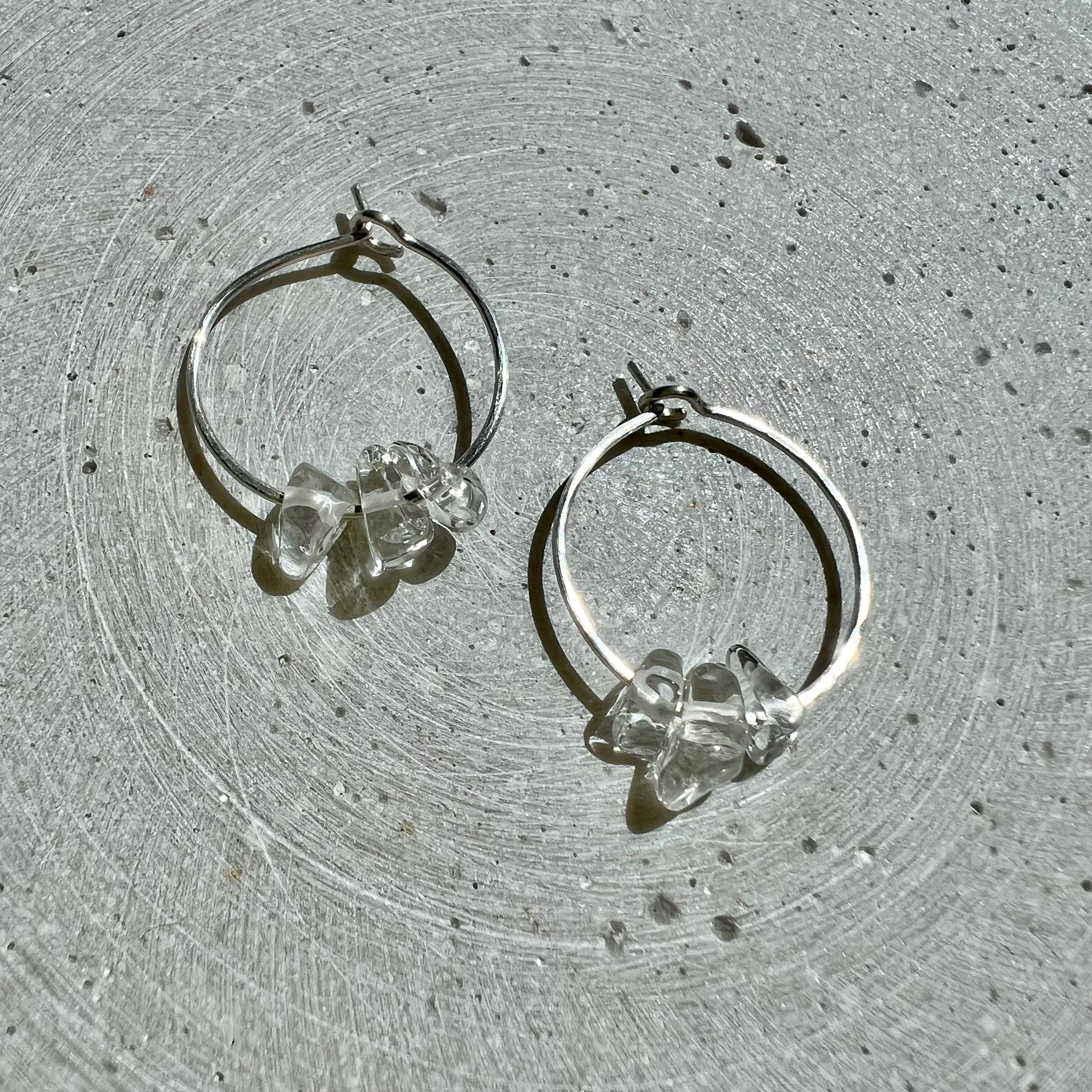 Silber Creolen mit Bergkristall - Ohrring - Gudbling
