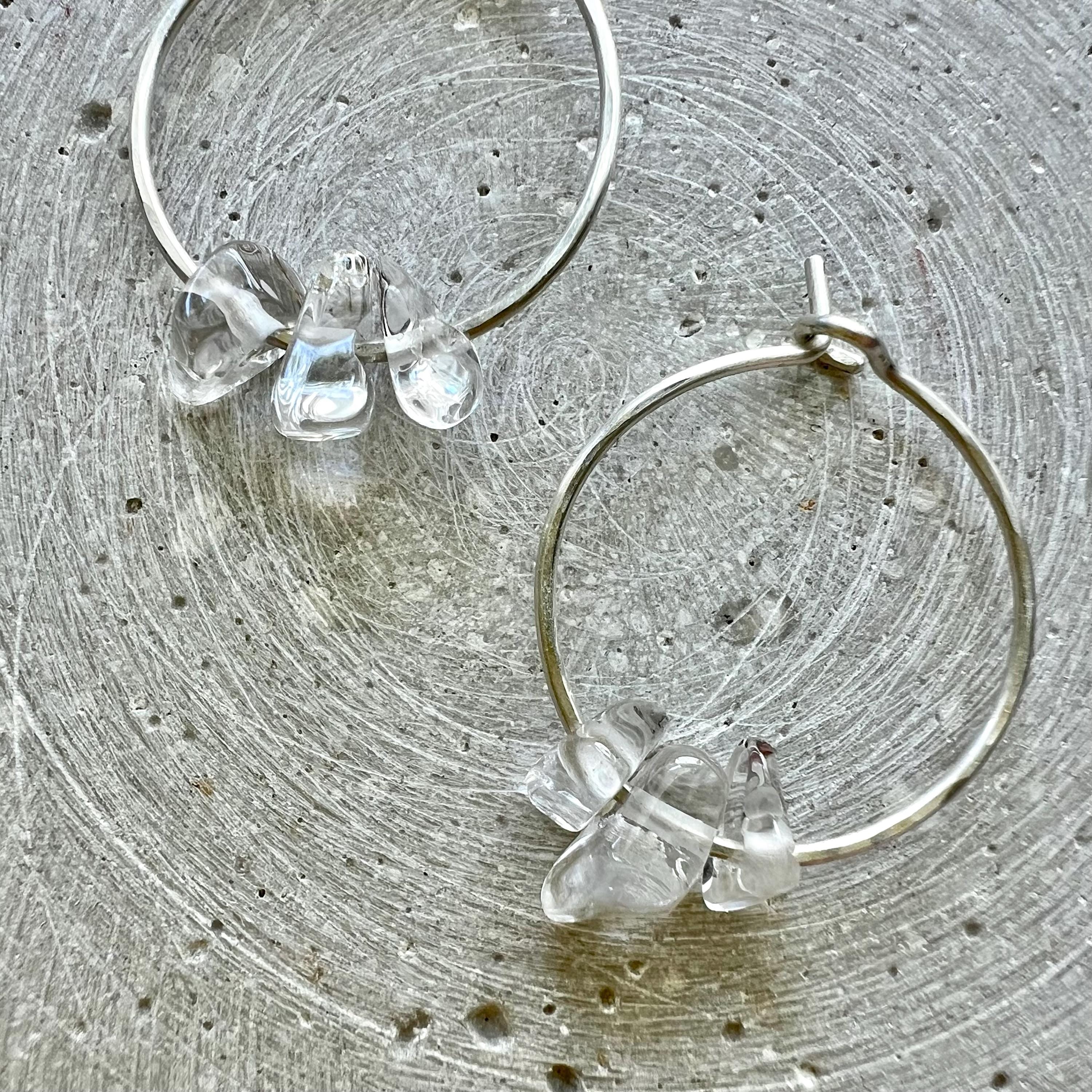 Silber Creolen mit Bergkristall - Ohrring - Gudbling