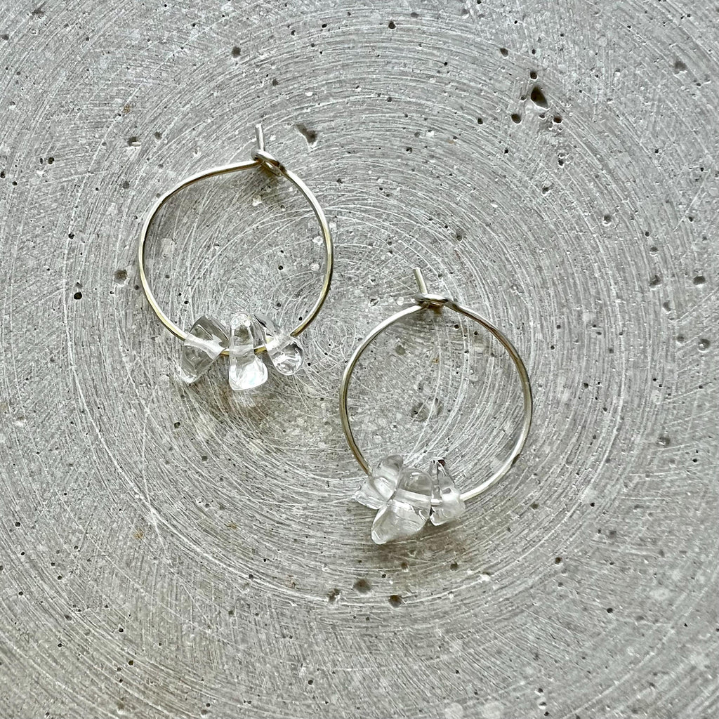 Silber Creolen mit Bergkristall - Ohrring - Gudbling