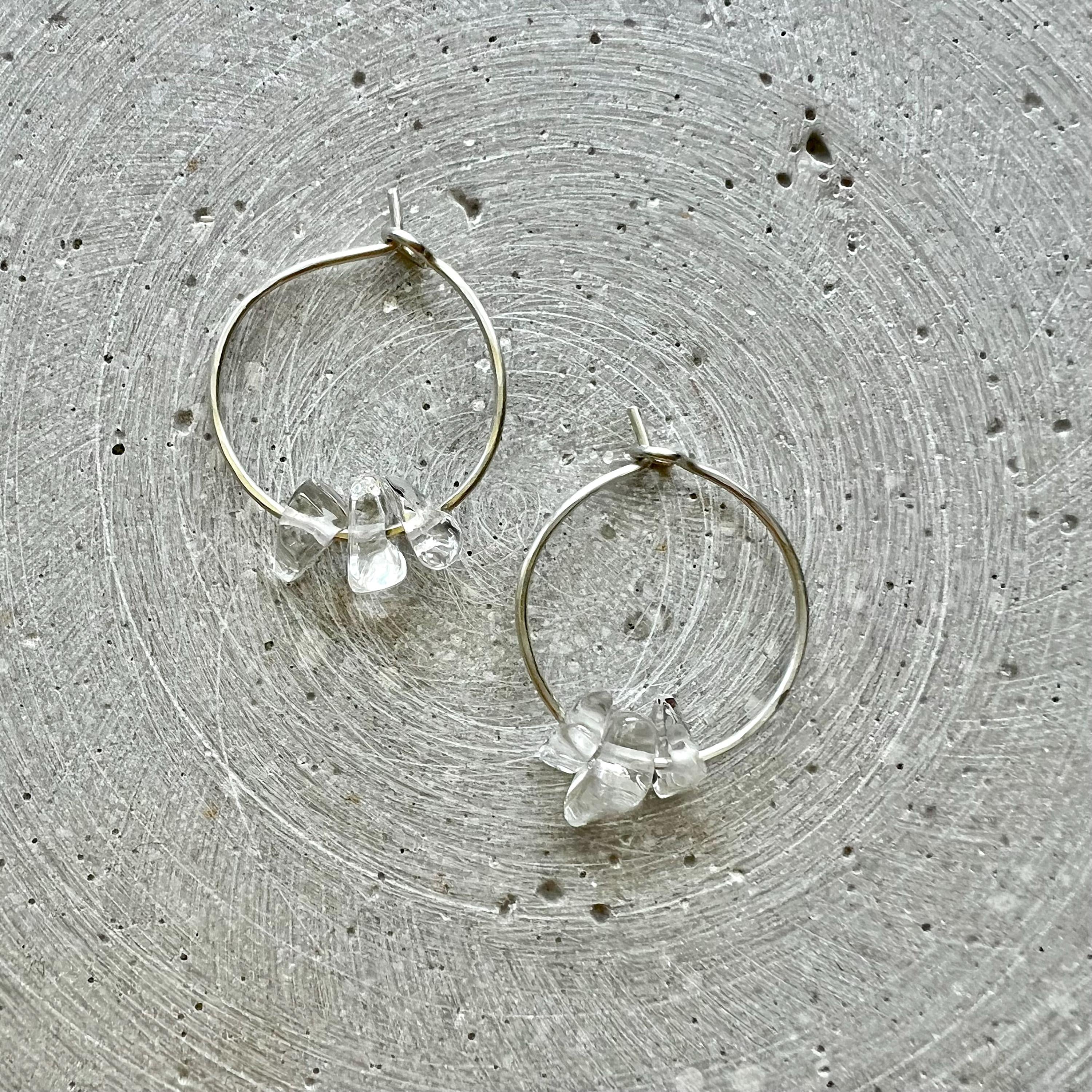 Silber Creolen mit Bergkristall - Ohrring - Gudbling