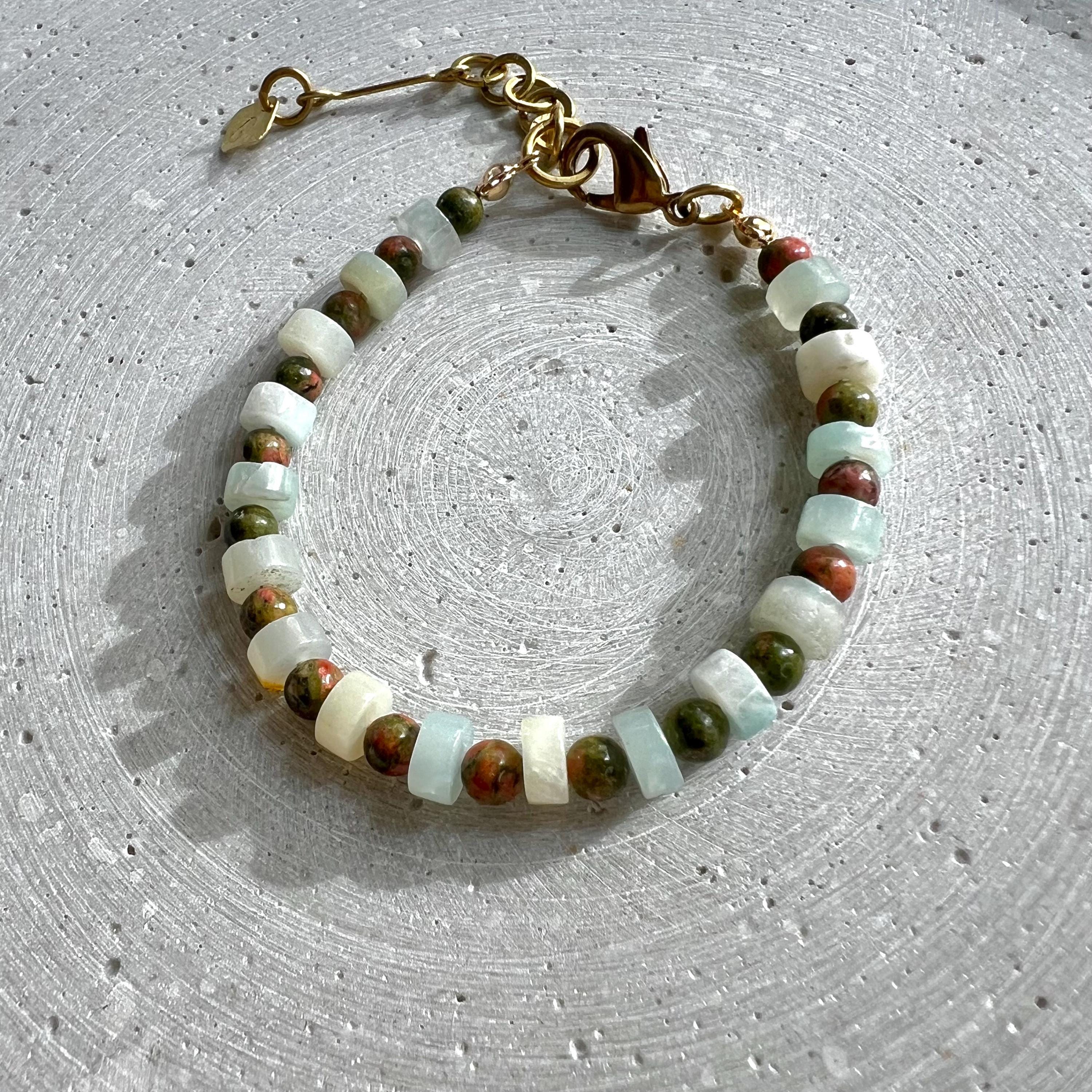 Unakit und Amazonit Armband - Armband - Gudbling