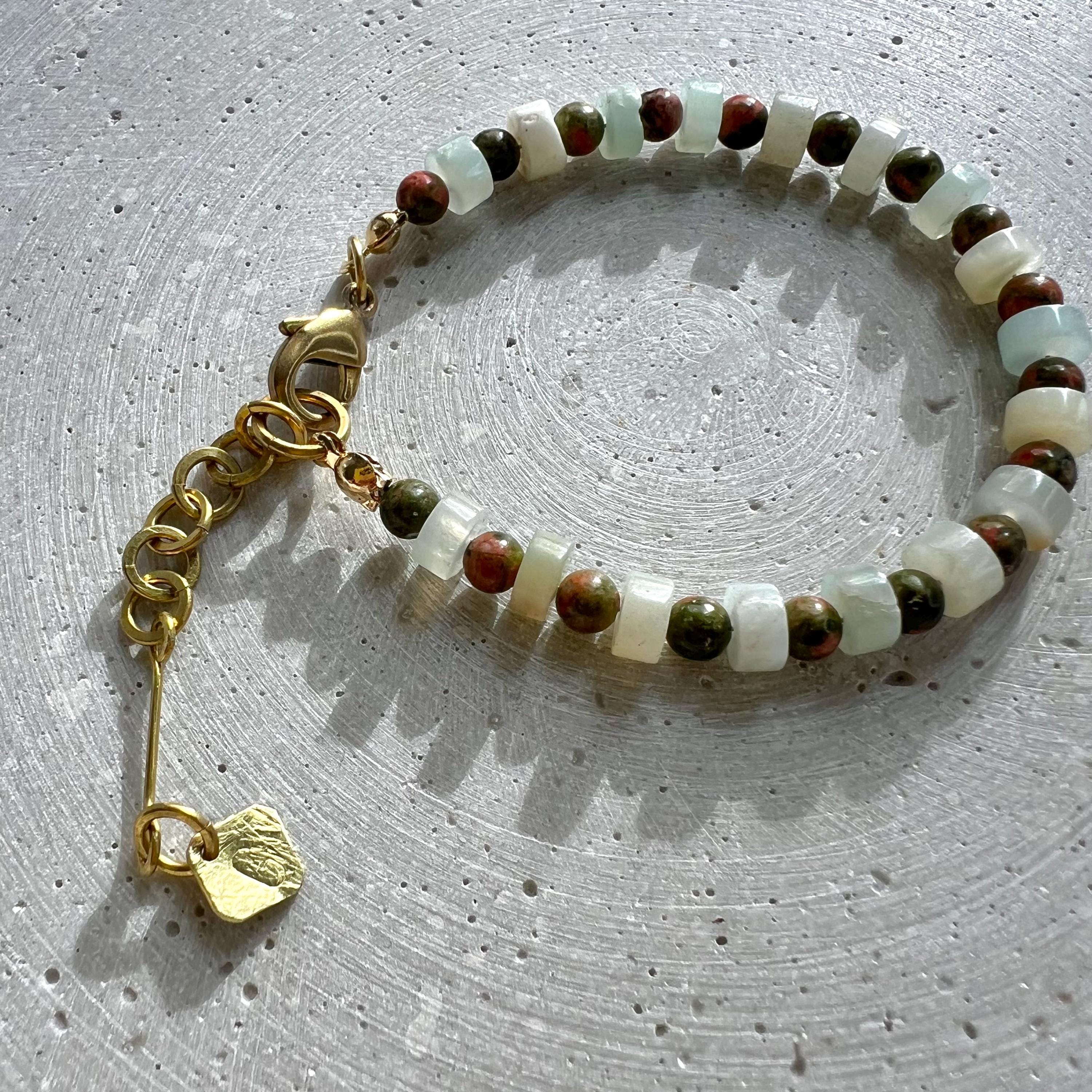 Unakit und Amazonit Armband - Armband - Gudbling