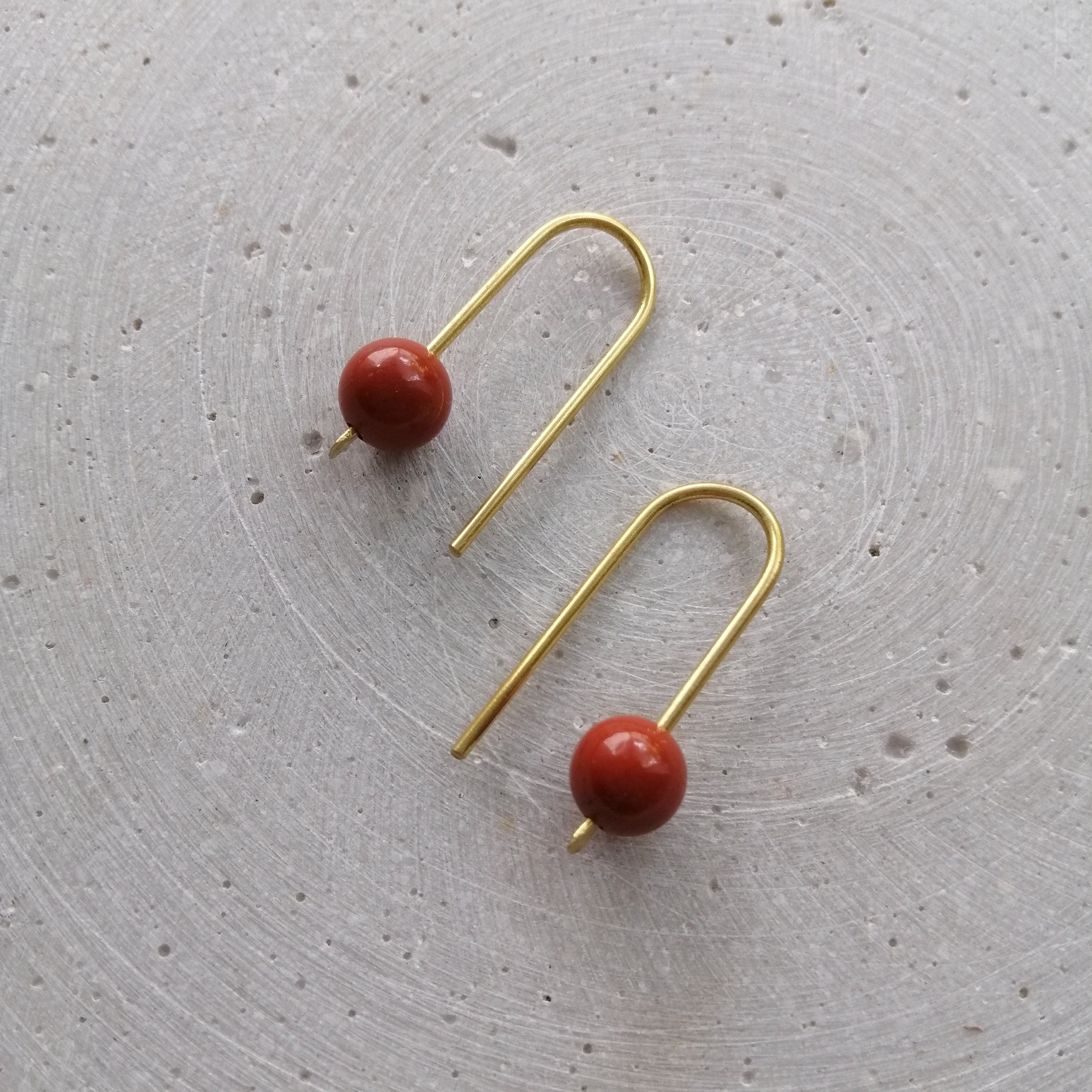 Roter Jaspis Ohrbögen - Ohrring - Gudbling