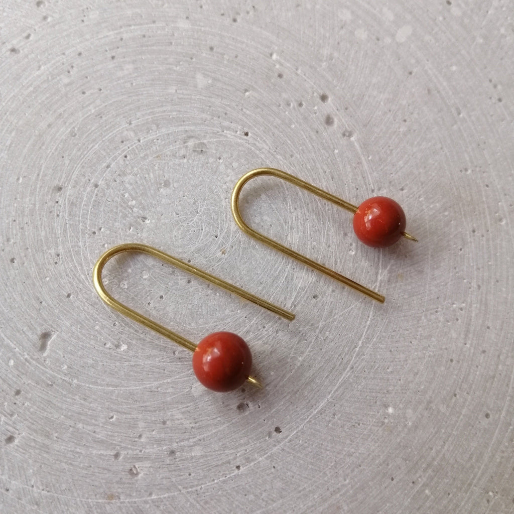 Roter Jaspis Ohrbögen - Ohrring - Gudbling