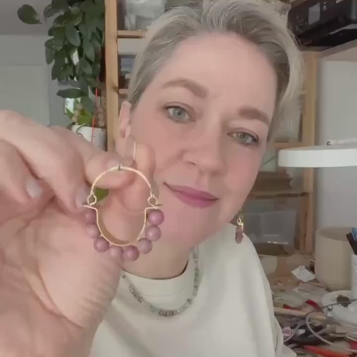 Rhodochrosit Hoop Ohrringe