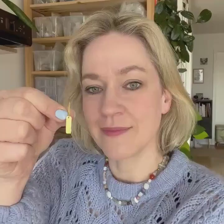 Small Brass Rectangle Earrings