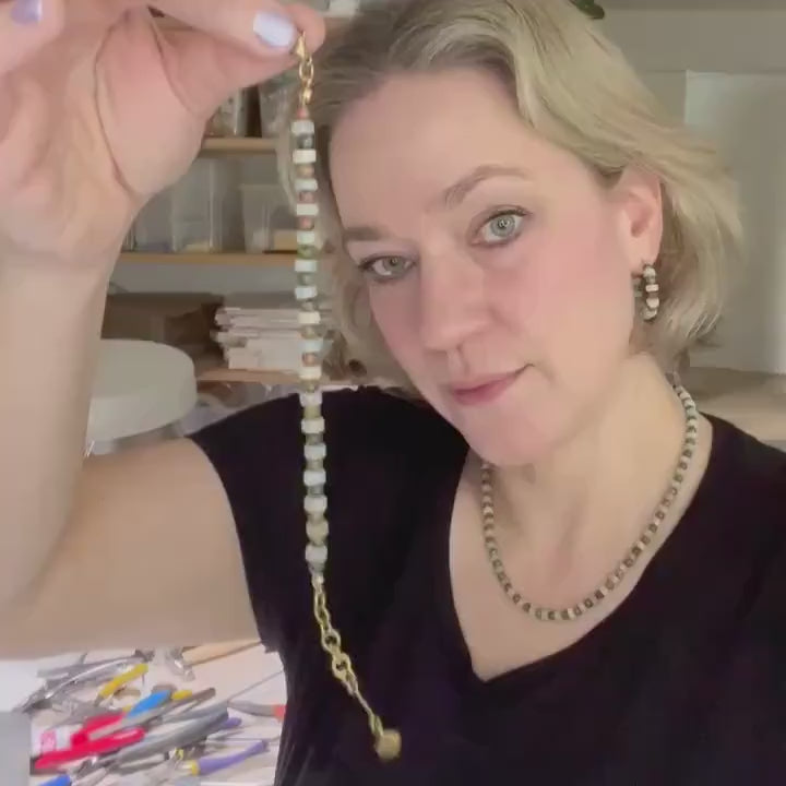 Unakit und Amazonit Armband